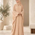 Sand Beige Embroidered Abaya – Soft Elegance