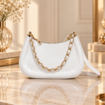 Chain-Strap Curved Hobo Bag