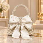 Pearl Beaded Top-Handle Bag with Satin Bow