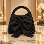 Beaded Top-Handle Bag with Satin Bow