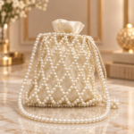 Pearl Lattice Drawstring Potli Bag