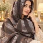 Striped Floral Jacquard Crinkle Stole