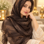 Sheer Floral Print Crinkle Stole