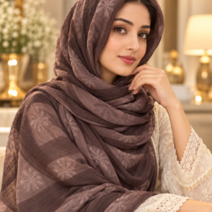 Striped Floral Jacquard Crinkle Stole
