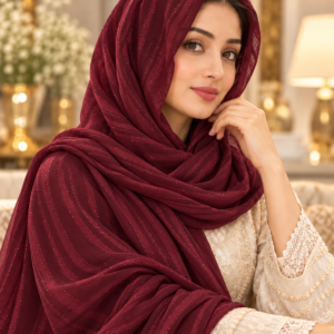 Georgette Striped Shimmer Scarf