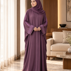 Plum Embroidered Abaya – Royal Grace